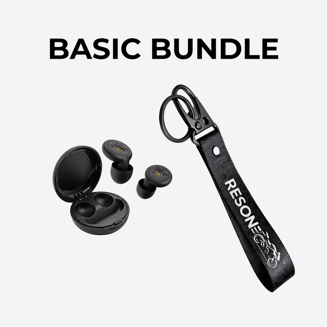 RESON Basic Bundle — 28dB motorcycle earplugs with keychain