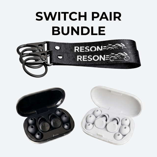 RESON Switch motorcycle earplugs — two 18–30dB pairs