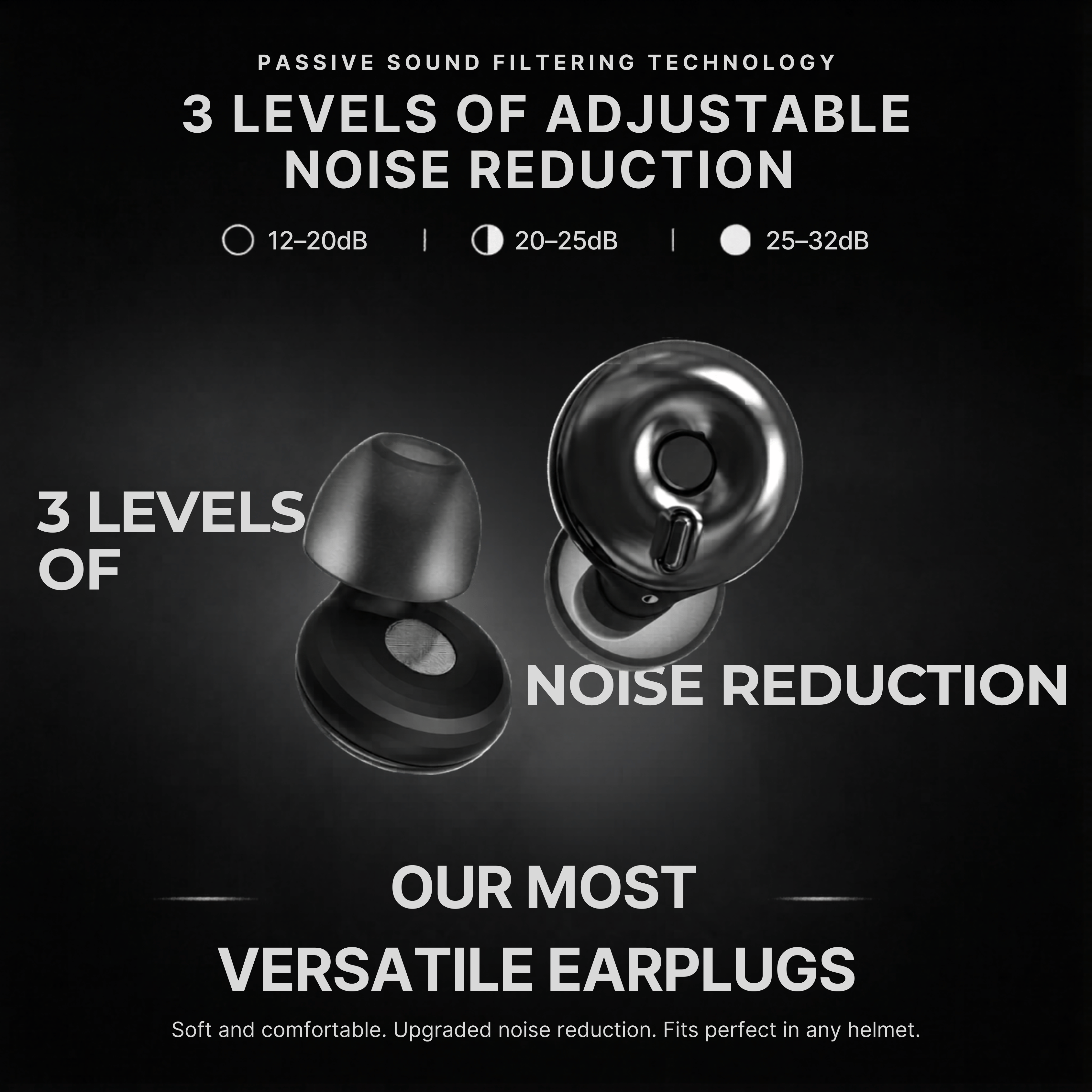 Pro Moto Earplugs: 12 - 32dB